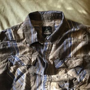 Prana snap shirt plaid medium